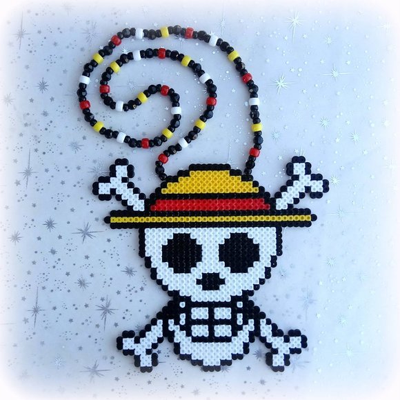 One Piece Pirate Skull Straw Hat Kandi Necklace - Picture 7 of 7